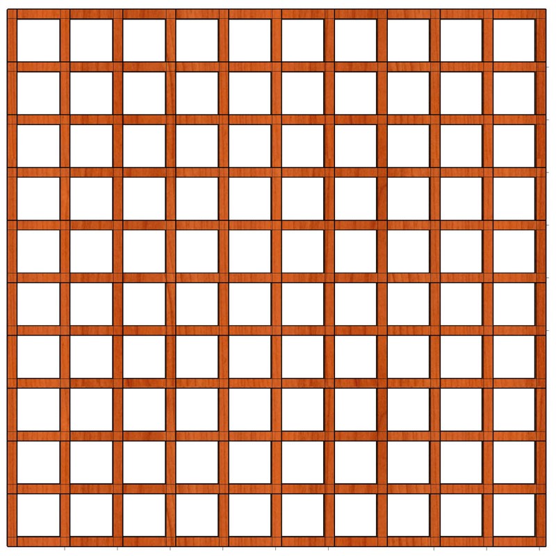 Ozdobná dřevěná mřížka na zeď - Klára 185x185