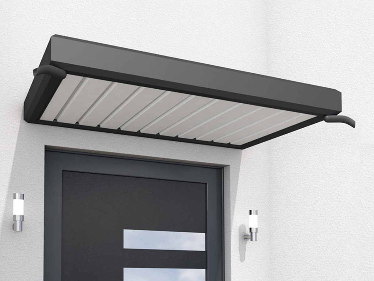 Vchodová stříška trapéz a hliník 150x90 - černá