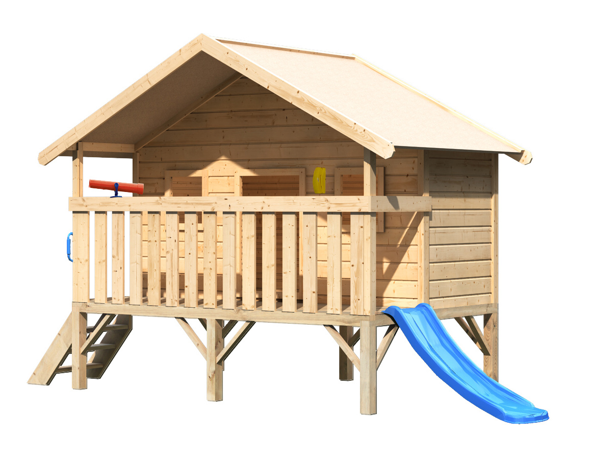 Dětský dřevěný domek vyvýšený se skluzavkou LG1811