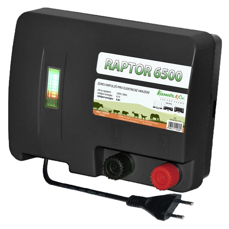 Zdroj síťový pro elektrický ohradník RAPTOR 6500, 4,8J s LED