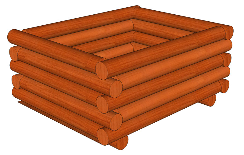 Palisádový dřevěný truhlík 70x130x45
