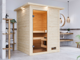 Finská sauna KARIBU SANDRA - set s kamny 3,6 kW