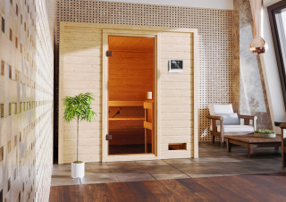 Finská sauna KARIBU Adelina - set s kamny 3,6 kW