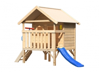 Dětský dřevěný domek vyvýšený se skluzavkou LG1808