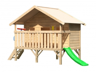 Dětský dřevěný domek vyvýšený se skluzavkou LG1810